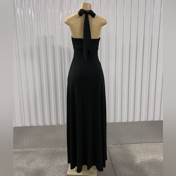 4011 Long Halter Dress - Black - Picture 3 of 3